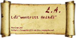 Löwentritt Anikó névjegykártya